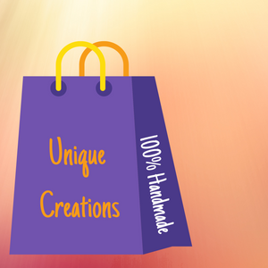 Picture of a shopping bag with the text “Unique Creations” and “100% Handmade”