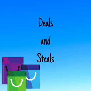 Picture of three shopping bags with the text “Deals and Steals”